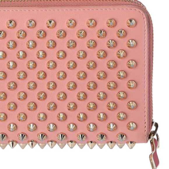 Christian Louboutin Panettone Long Wallet Light Pink Gold Studded Leather - Picture 2 of 7